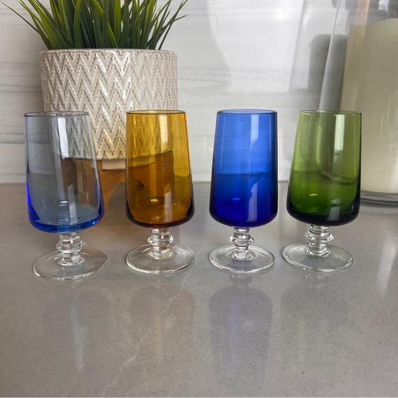 Vintage 1950's Sasaki Crystal Style Liqueur, Apertifs, Shots Set of 4 - Picture 2 of 2